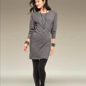 CAbi Put On Dress Gray Ruched Long Sleeves Classic